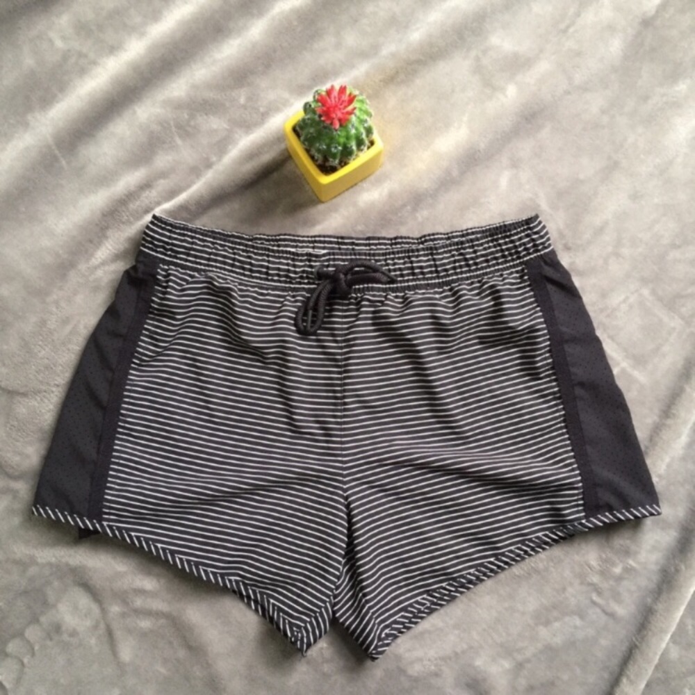 Tangerine Black and White Striped Athletic Shorts